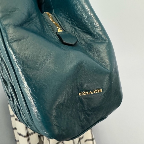 COACH Madison Phoebe Shoulder Bag in Gathered Twist Leather Teal - Picture 12 of 17